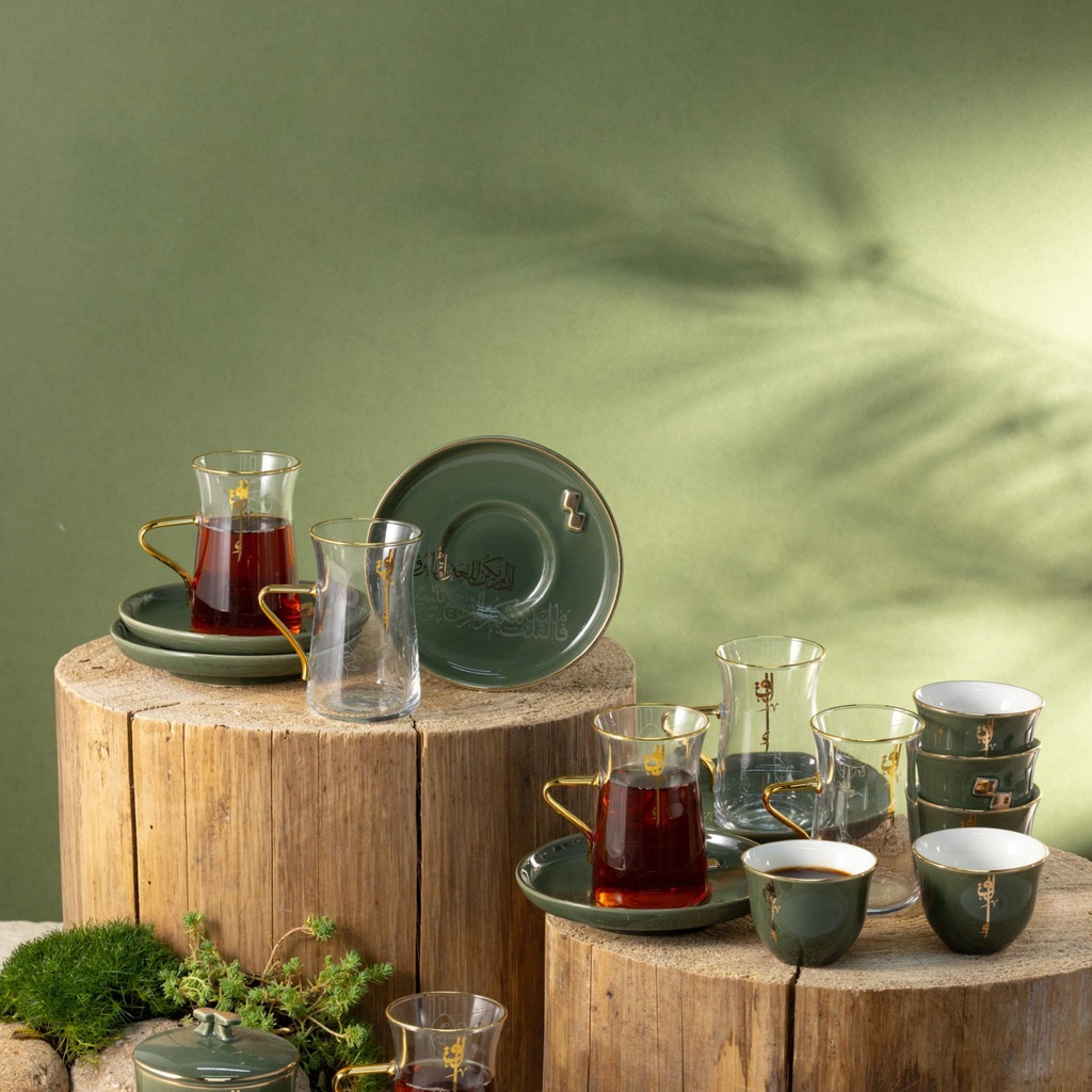 OT-set of 6 cups and 6 saucers and 6 arabic coffee cups and suger pot-ET2797