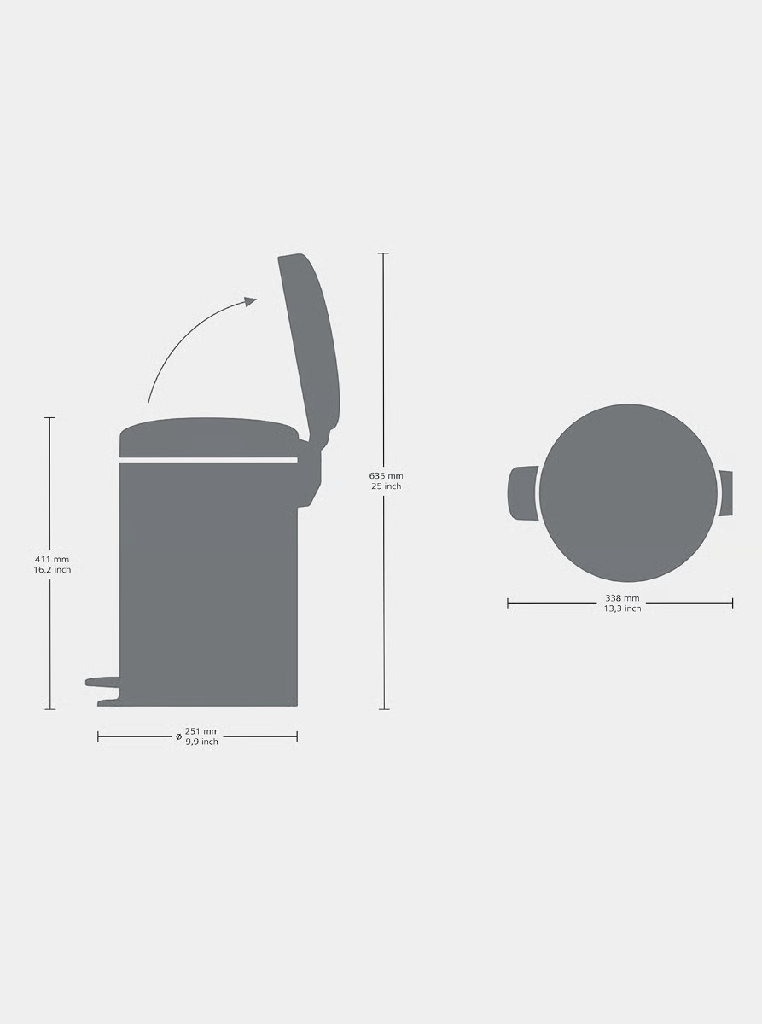 AB-Brabantia Pedal Bin 12L - NewIcon - Brilliant Steel 