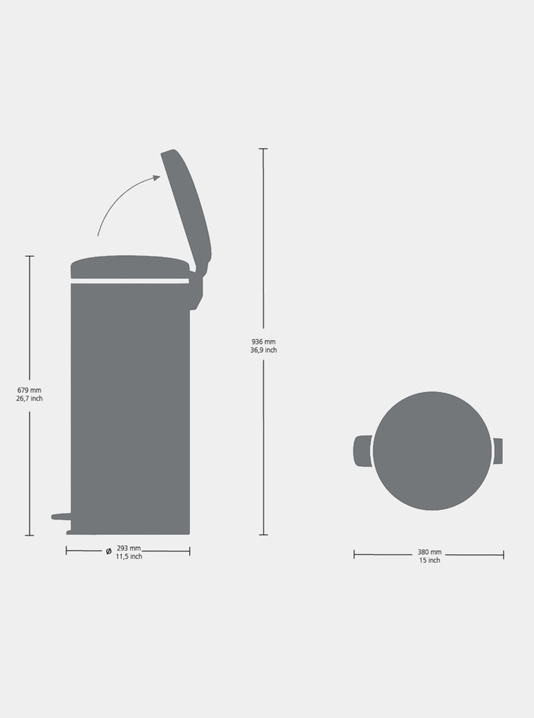 AB-Brabantia Pedal Bin 30L - NewIcon - Brilliant Steel 
