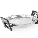 CF-Round Aluminium Tray with MOP Resin Stand-M - Siliver Finish - AHE-LB48 - 45*39*12 