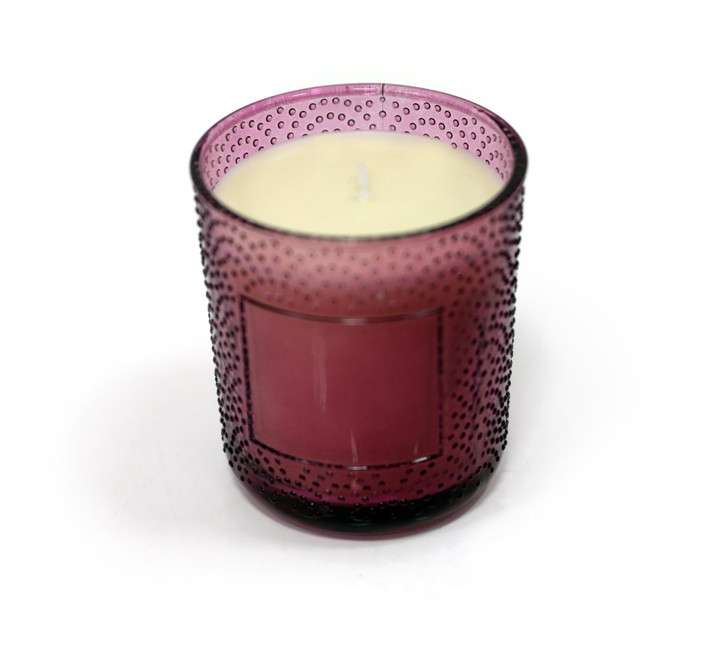 GLASS CUP WITH WAX INSIDE-DARK PURPLE-WHITE