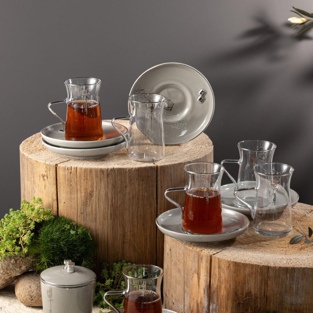 OT- Set of 6 Cups and Saucers and 6 Arabic Coffee Cups and Sugar Pot