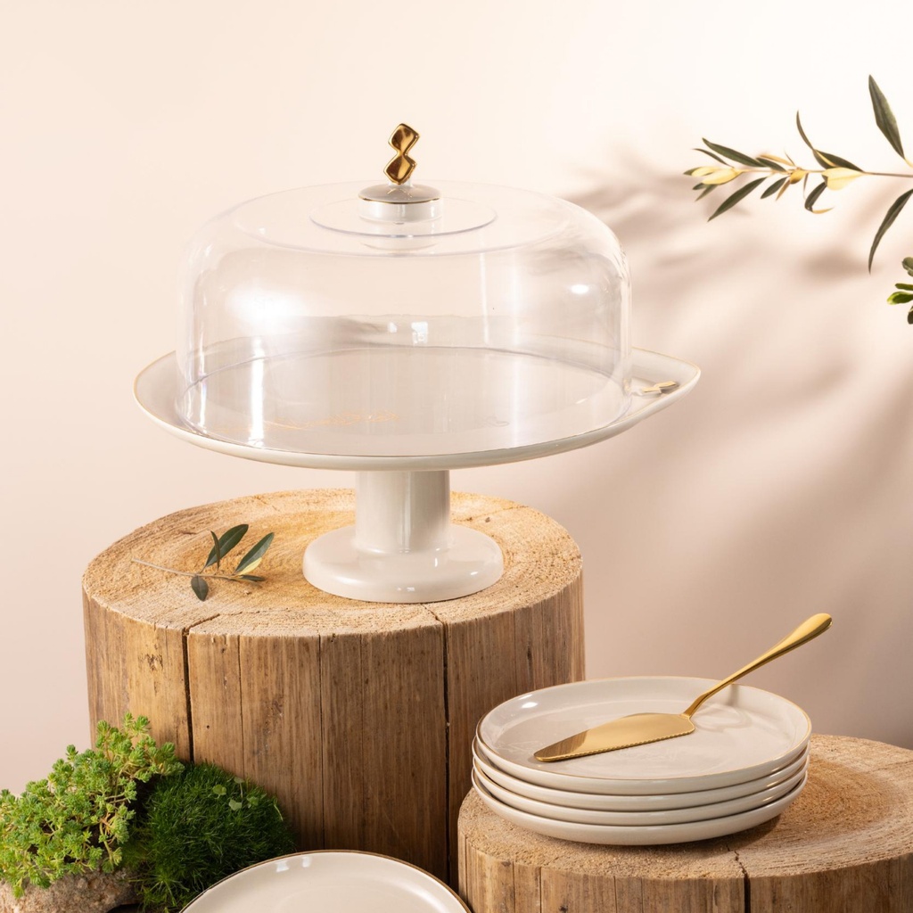 OT- Set of 6 Plates and Stand with Acrylic Cover & Knife