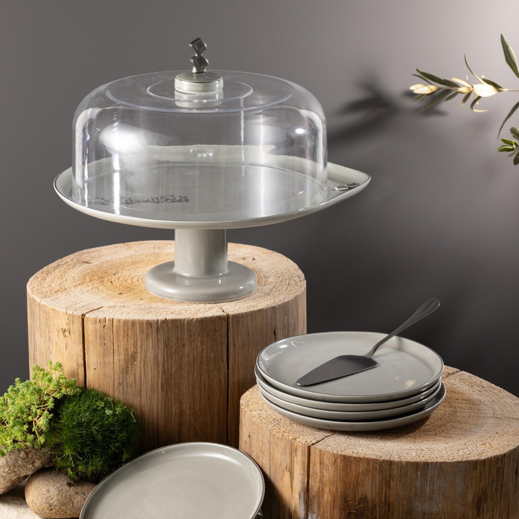 OT- Set of 6 Plates and Stand with Acrylic Cover & Knife