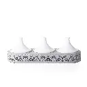 CF-Leather Oval stand with 3 Pyramid-Shaped Ceramic Bowls-40.5x14.5x5cm
