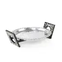 CF-Round Aluminium Tray with MOP Resin Stand-M - Siliver Finish - AHE-LB48 - 45*39*12 