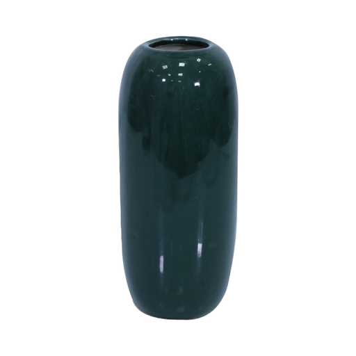 [P24274] 9.4- H21Cm Ceramic Vase- Dark Green