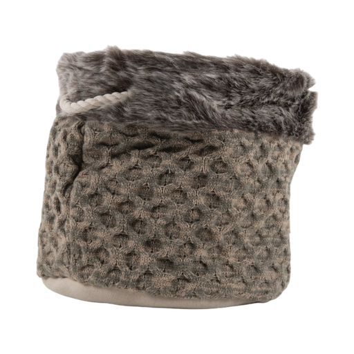 [P25574] Faux fur with Knitting hamper 30xH30cm