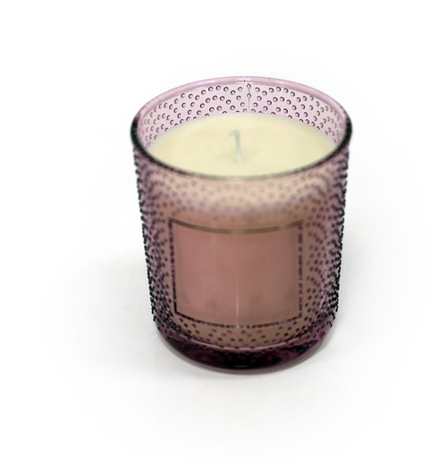 [P27695] GLASS CUP WITH WAX INSIDE-LIGHT PURPLE-WHITE