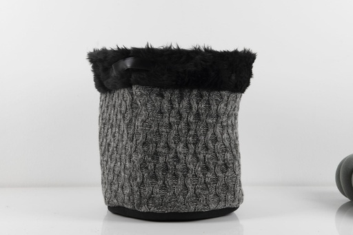[P25576] Faux fur with Knitting hamper 35xH35cm