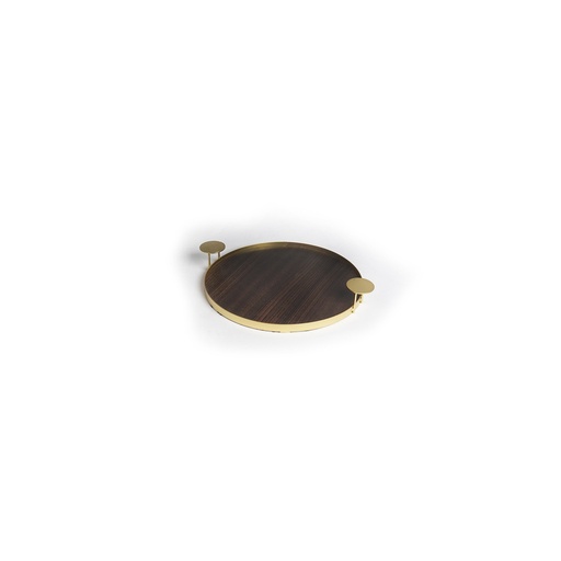 [X78549] Metal And Mdf Tray L-Brown Gold-35x30x5cm
