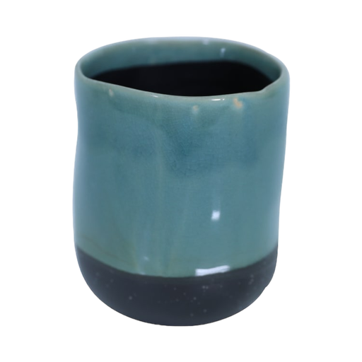 [P24281] 9.4- H12Cm Ceramic Pot-D.Green