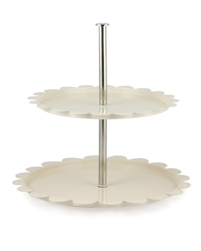 [P00753] Cake Stand 28X28X35.5Cm Metal Cream