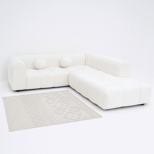 [X133045] Arizona 4-Seater Bucklet Fabric Right Corner Sofa